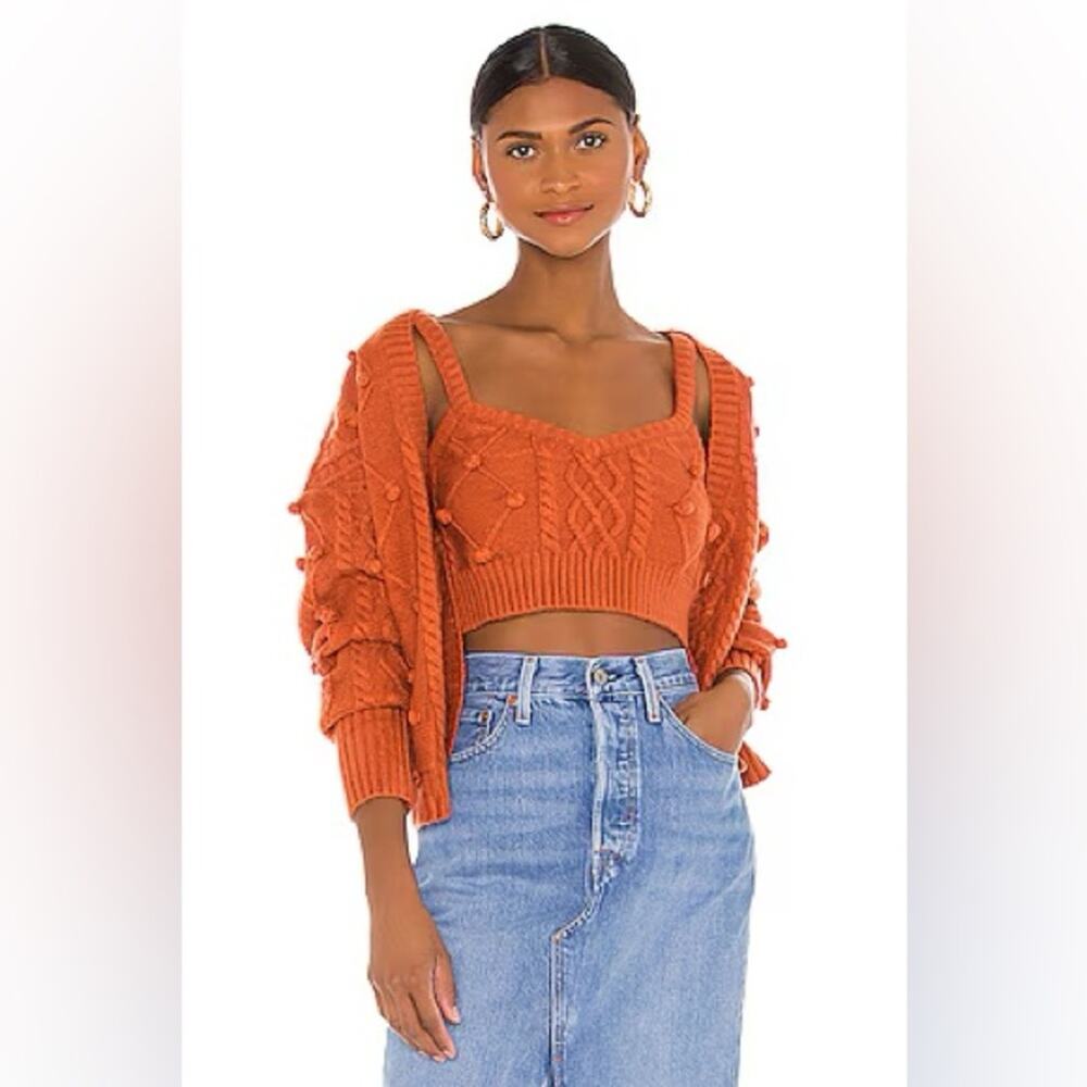 For Love &‎ Lemons Florentina Crop Sweater Tank in Ginger Size Small New